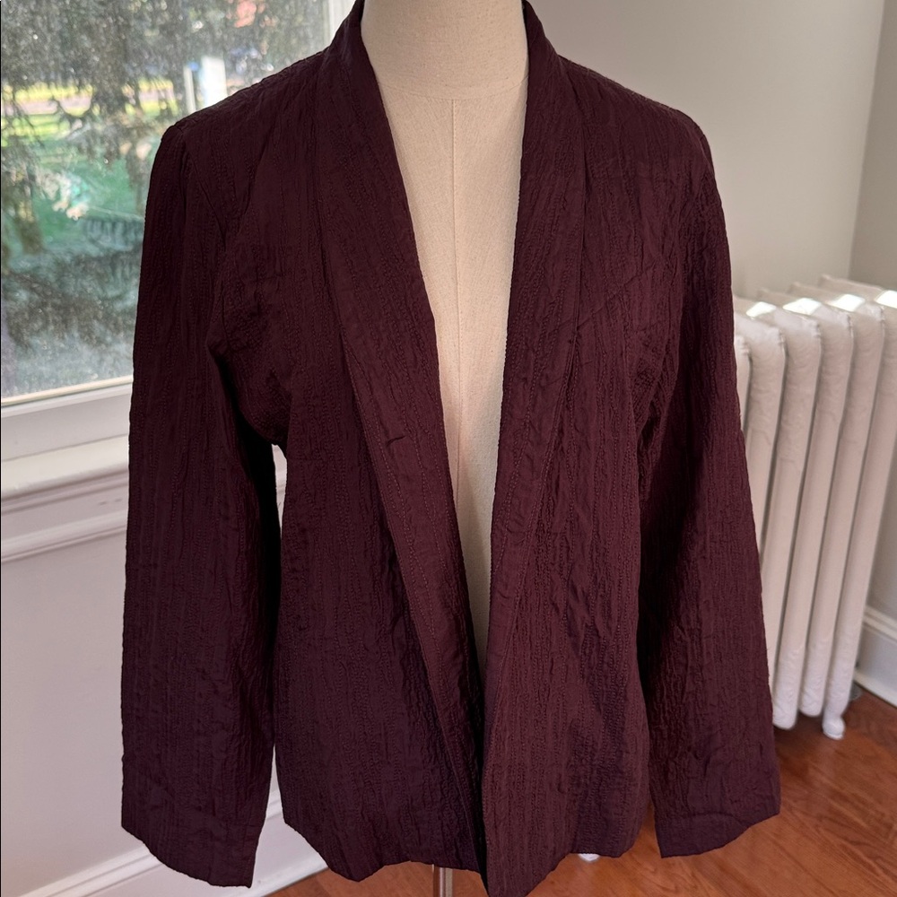NWOT Eileen  Fisher 100% silk burgundy Jacket